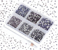 Bymitel 7200 Pieces 6 Mixed Sizes Glue Fix on Glass Rhinestones Round Crystal Gems Flatback for DIY Jewelry Making with one Picking Pen(6-Sizes 7200PCS, Tazanite)