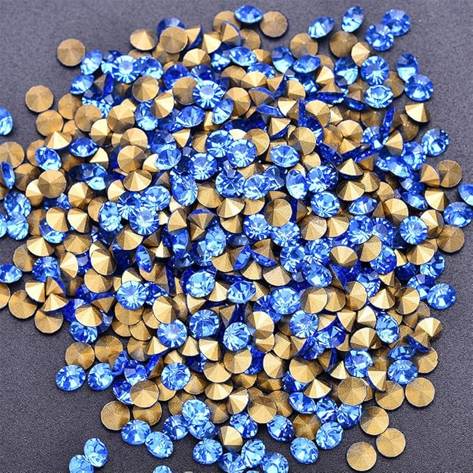 1440pcs Rhinestones Round Point Back Crystal Gem Glass Diamante Rhinestones Nail Art Decoration Jewelry Finding Beads Craft Gems (Blue, 2.5mm)