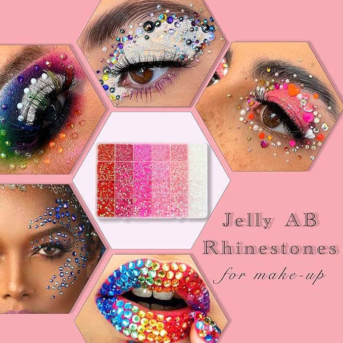 Flatback Rhinestones Resin for Crafts Jelly with Pink AB Nail Rhinestones Nail Gems for Tumblers Makeup Round Shape Diamond Nail Art Painting 22800pcs