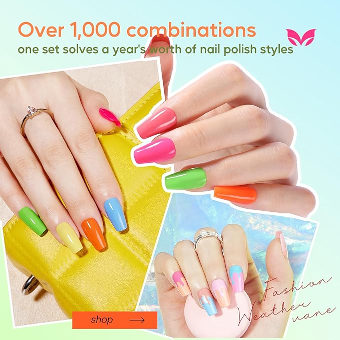 Morovan Nail Polish Set Fingernail: 2026 Spring Summer Gift 36PC Glitter Bright Air Quick Dry Nail Polish Kit with 2-in-1 Base Top Coat Regular Pack Finger Nail Art DIY Home for Women Girls 0.18 FI oz