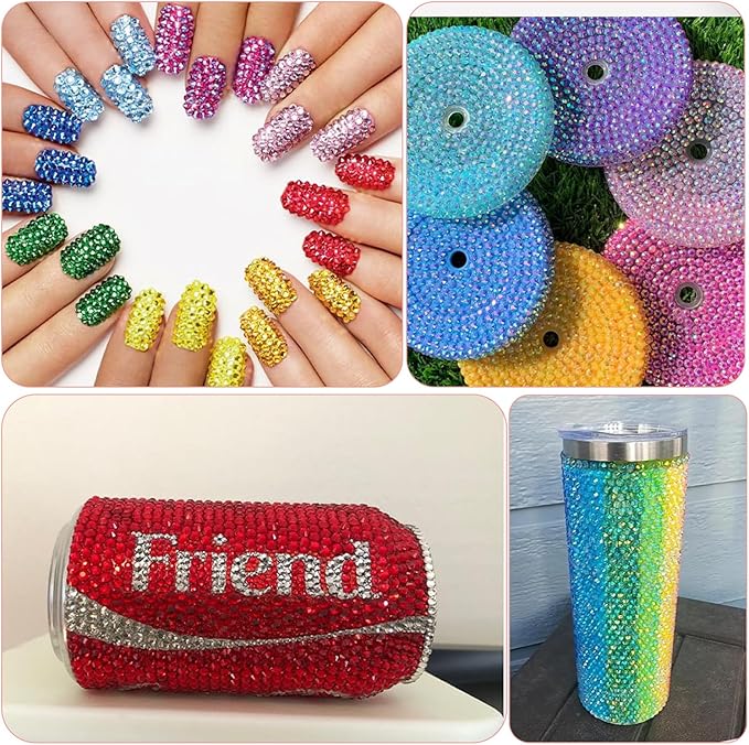 28 Colors Resin Jelly Rhinestones for Bedazzling, 5mm 8000Pcs Flatback Gems for Crafting, Bedazzling Kit with B7000 Glue for Clothing Shoes Nail Book Diamond Art