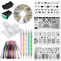 Nail Stamping Kit 4pc Heart Lace Nail Stamping Plate Butterfly Stamp Template Stencil Silicone Stamper Scraper Nail Rhinestones Decoration Mandala Dotting Pen Nails Striping Tape French Nail Tools