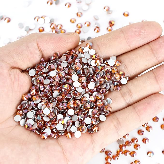 Novani Rhinestones 3000Pcs Flatback Crystal Round Loose Gemstones Glass Rhinestones for Crafts Makeup Nail Art Clothes Shoes DIY Decorations(SS8, 2.3-2.5mm,Amber)
