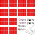 12 Sheets Double Sided Nail Tape for Press on Nails, Clear Adhesive Mounting Tapes for Nail Packaging Nail Design Salon Supplies Colors Designs Showcase (Red)