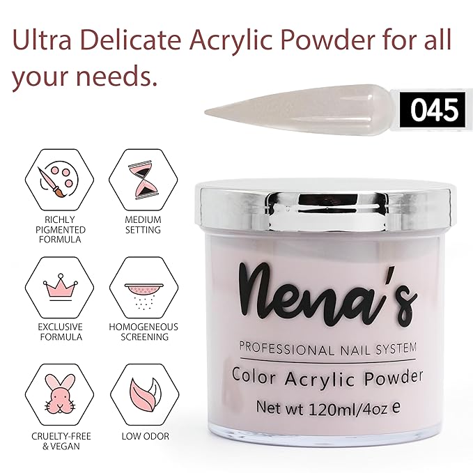 Nena's Superior Sculpting Powder Professional Acrylic Nail System wide color palette 4.0 oz (045)