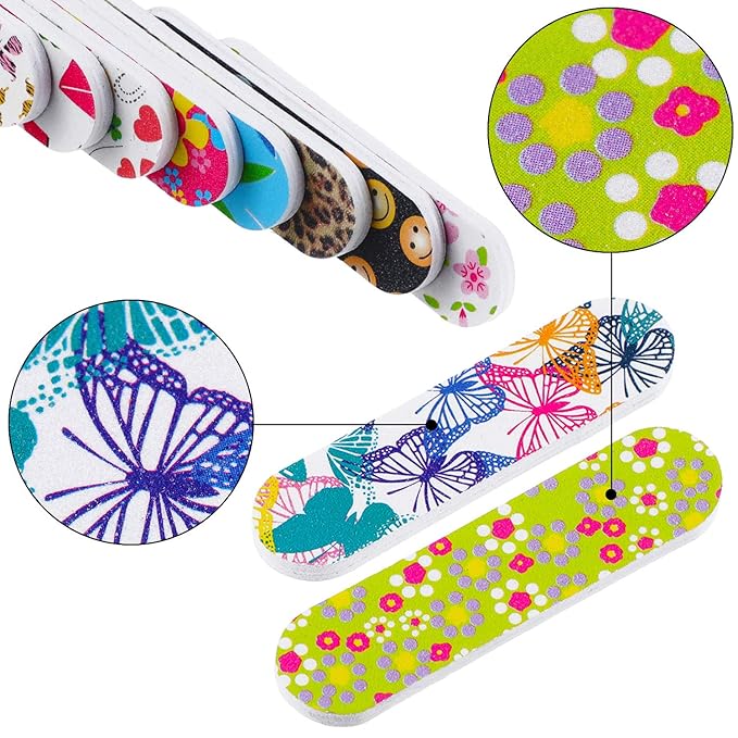Mudder 150 Pack Mini Nail Files Bulk, Double Sided Emery Boards for Nails, Disposable Small Gift Set, Colorful Grit Emery Files Tools for Fingernails Manicure Pedicure Shaping Buffing Smoothing Cute