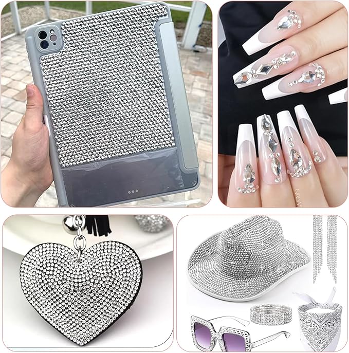 White Rhinestones for Bedazzling with B7000 Jewelry Glue, Resin Rhinestones for Crafting Crafts DIY, Bedazzler Kit Gems for Clothing Shoes Tumblers Fabric Nail Art Assorted Size 2/3/4/5mm