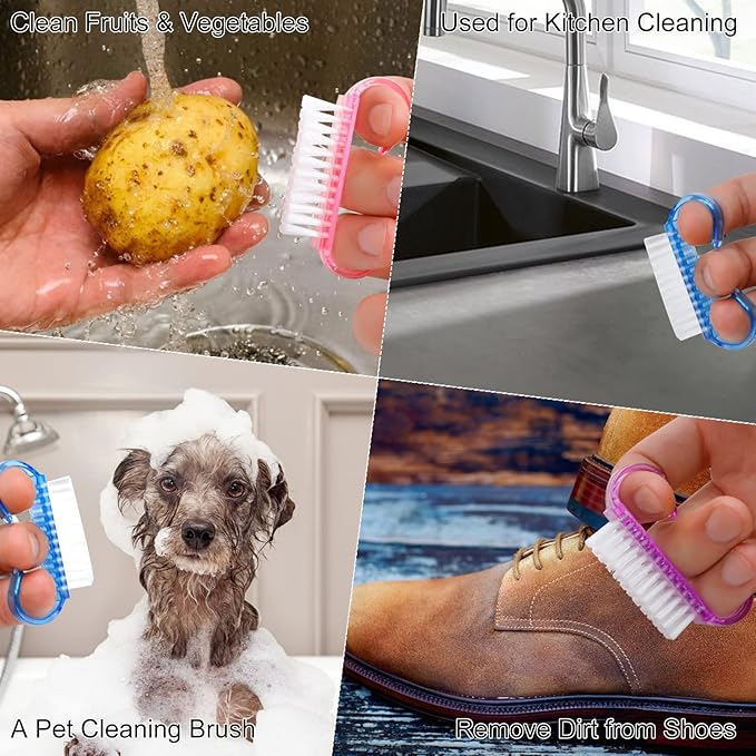 RETON 24 Pcs Handle Grip Nail Brush, Nail Brushes Fingernail Scrub Cleaning Brushes for Toes and Nails Cleaner, Pedicure Manicure Brush for Women Men Girls (Multicolor)