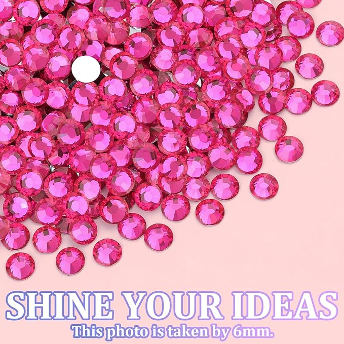 16000Pcs Resin Rhinestones with Tweezers for Crafting, Hot Pink 2-6mm Mixed Sizes Bedazzling Crystal with 3Pcs 10ml B7000 Jewelry Glue for DIY Crafts Clothing Tumblers Shoes Fabric Nail Art