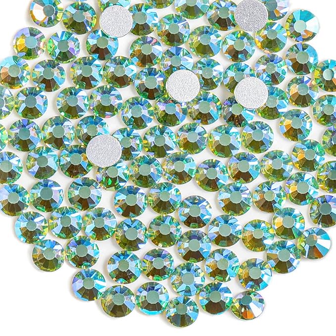 Beadsland 1440 Pieces Flat Back Crystal Rhinestones Round Gems,Peridot AB,SS16,3.8-4.0mm