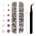 4240Pcs Flatback Rainbow Rhinestones Glass Crystal Gems for Nail Art Face Makeup Sparkly Round with Tweezers and Picking Pen (SS6~SS20 Set)