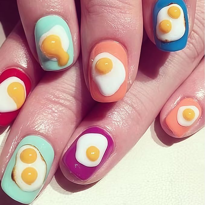 3D Poached Eggs Nail Mold Multiple Shapes Sunny Side Up Egg Silicone Nails Molds Accessories Gel Toast bread Art Manicure Tools
