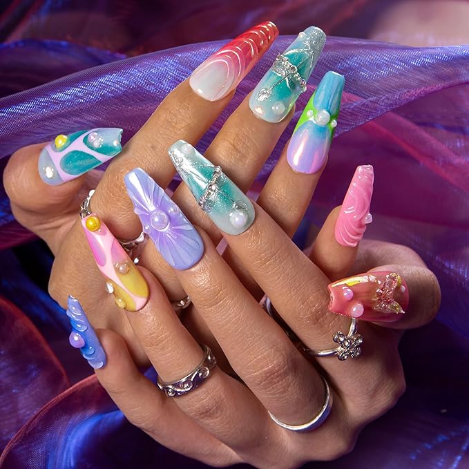 LOVFUL Short Press on Nails Sagittarius Spark | Handmade Acrylic Press ons | Reusable Fake False Nails | Coffin Classic Regular 1.3 in | H594-M