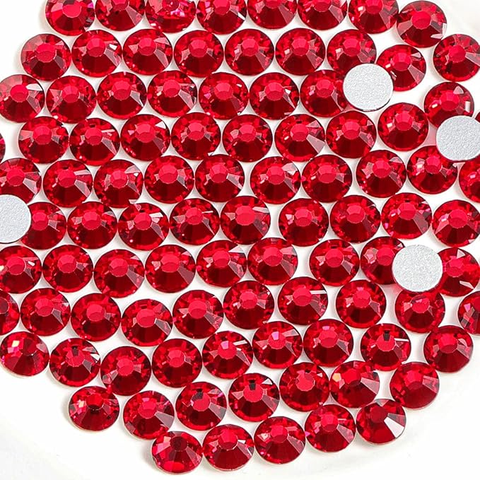 Beadsland Flat Back Crystal Rhinestones Round Gems for Nail Art and Craft Glue Fix, Siam, 8.3-8.6mm, SS40/144pcs