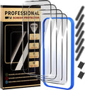 4 Pack for iPhone 17 Screen Protector, Military-Grade Shatterproof, 9H Hardness, Full Coverage Tempered Glass for iPhone 17-6.3 inch with Install Frame