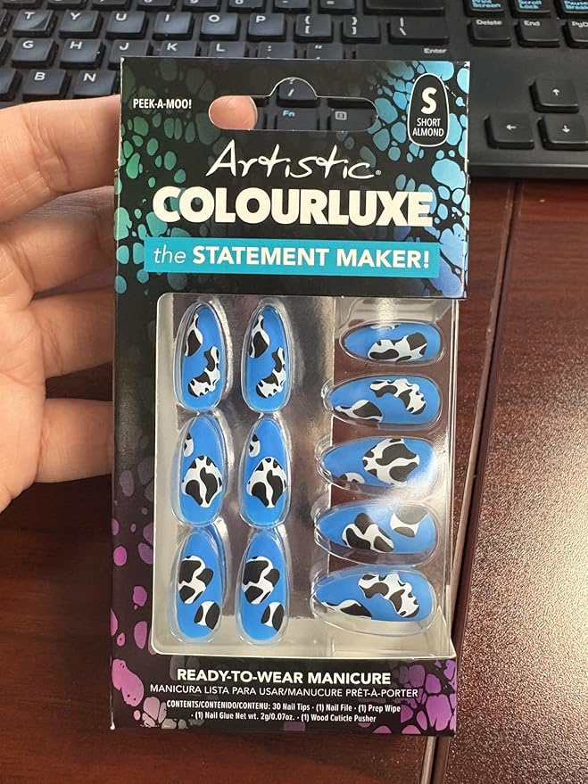Artistic Colourluxe Press-On Tips - Kit Colourluxe Press-On Tips - Kits Nails - 30 Nails (Peek-A-Moo!, Kit)