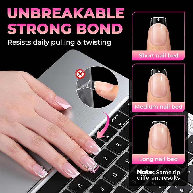 UNA GELLA Short Square Gel Nail Tips, 510Pcs Short Square Press on Nails 15 Sizes Half Matte Fake Acrylic Full Cover Nail Tips Clear No C Curve False Nails for Nail Extensions DIY Home Salon for Women