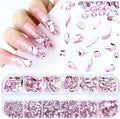 Dowarm 3200PCS Nail Art Rhinestones, Light Pink Flatback Rhinestones for Nails, Crafts, 12 Styles 3D Glass Crystal Nail Gems