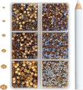 8000pcs Hotfix SS3-SS12, Rhinestones Flatback,Rhinestones for Crafts Clothes Mixed 6 Sizes, Hotfix Crystals with Wax Pencil Kit, Lt. Topaz