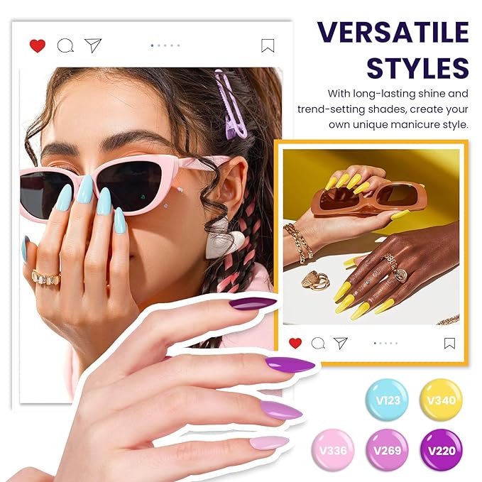 VANREESA Gel Nail Polish Kit with U V Light 53 Pcs Gel Polish Nail Set 36 Trendy Colors Nail Polish Set + Base and 4 Effects Top Coat with Manicure Tools Complete Nail Kit Gifts for Women Girls