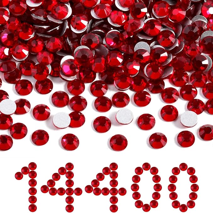 Beadsland Flatback Rhinestones Bulk,14400pcs Crystal Rhinestones for Nails Crafts DIY Decoration, Siam, SS6, 1.9-2.1mm