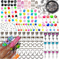 197PCS Nail Charms for Acrylic Nails，Monster Eye Pill Puncture Dice Billiards Cone Pin Door Handle Mechanical Parts Nail Decorations ，Nail Accessories for Nail Art Supplies Manicure DIY