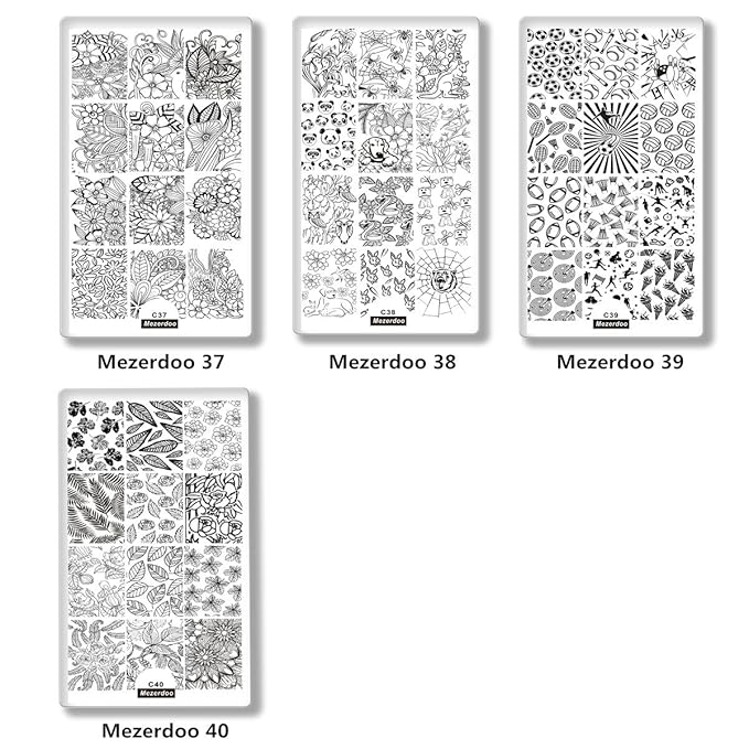 Mezerdoo 10 Pcs/Lot Monster Ghosts Nail Art Stamping Template Animal Cartoon Love Fruit Printing Image Plate Nail Stamp with Backplane