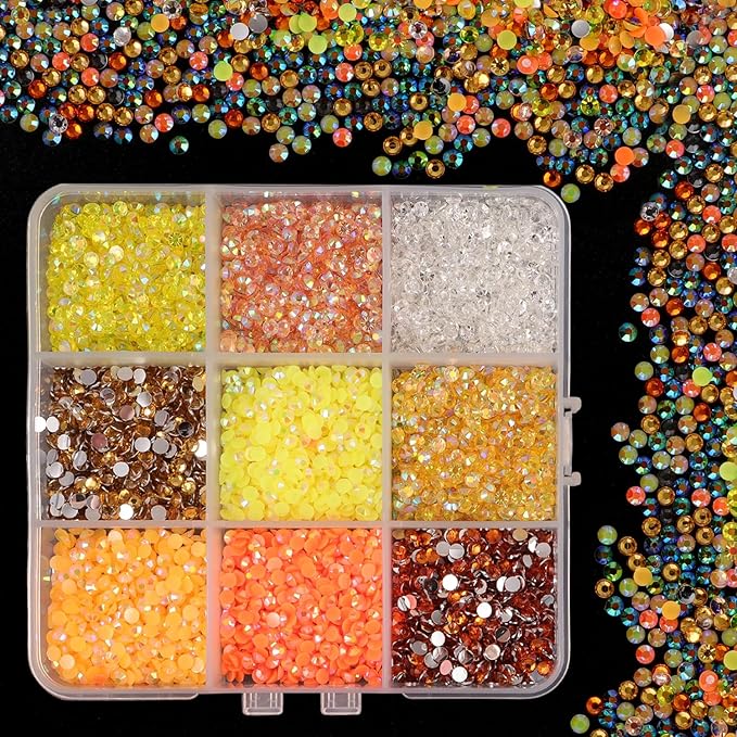 4500Pcs Flatback Rhinestones for Crafts, 3mm Yellow Crystals Rhinestone, Resin Flatback Glitter Gems Nail Diamonds Rhinestones for Clothes Accessories DIY