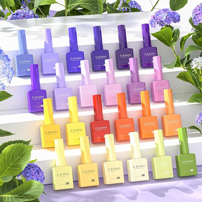 CANNI 30Pcs 9ML Hema-free Gel Nail Polish Set,Purple Gel Polish Yellow Red Orange Green Dark Purple Gel Polish Kit Color Soak Off LED Nail Art Starter Manicure Salon DIY at Home