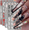 5D Embossed Dragon Nail Art Stickers for Designs - Black White Chinese Dragons Decals for Women - Manicure Supplies for Nails Decor