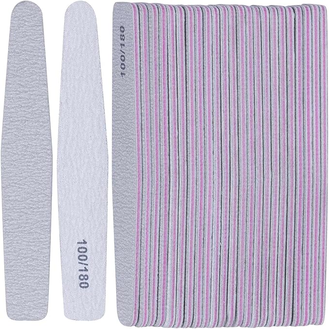 BTYMS 25 Count 100/180 Grit Nail Files - Double Sided Emery Boards, Reusable Nail Buffing & Manicure Files for Natural/Gel/Acrylic Nails
