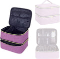 Nail Polish Organizer, Handheld Double Layer Organizer Holds 30 Bottles (15 ml/0.5 floz) with Adjustable Dividers for Nail Polish Small Manicure Lamp Manicure Tools Essential and Travel,Purple