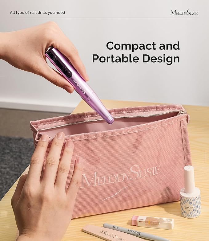MelodySusie Pen-Shaped Portable Cordless Nail Drill, PC180F 25000RPM Rechargeable Electric File with LED Display for All Nail Care, Manicure Shaping & Acrylic Gel Removal for Nail Artists DIY at Home