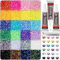 17000Pcs Rhinestones for Bedazzling, 4mm Bedazzler Kit with Flatback Rhinestones for Clothes Crafting Crafts Nails Clothing, Flat Back Resin Rainbow Colorful Colored Crystal with B 7000 Glue Clear