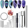 46Pcs Cat Eye Nail Magnet Tool Set, Cat Eye Heart Magnets for Nails, Double-Head Nails Magnet Stick, Round Magnetic Beads, Heart Cat Eye Gel Polish Magnets Tools for Women DIY Manicure