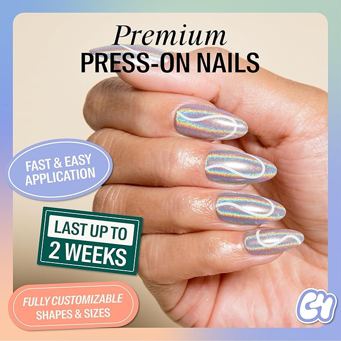 Chillhouse - Chill Tips, Press on Nails Kit - Chill at the Disco (Almond) - 30 Nail Shapes & Sizes - Up to 2 Weeks Wear - Customizable Fit - Reusable - Latina Founded, Women Owned, Beauty, Self Care