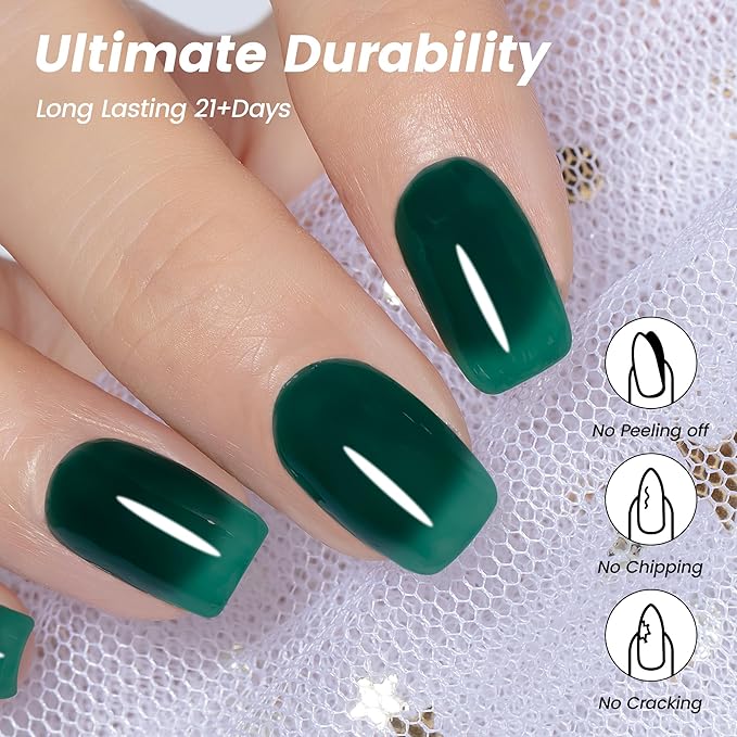 YTD Likomey Nude Gel Nail Polish,15ml Emerald Green Translucent Neutral Jelly Sheer Glass Salon Home DIY Nails Art Manicure Fall Winter UV Color Varnish,LS324
