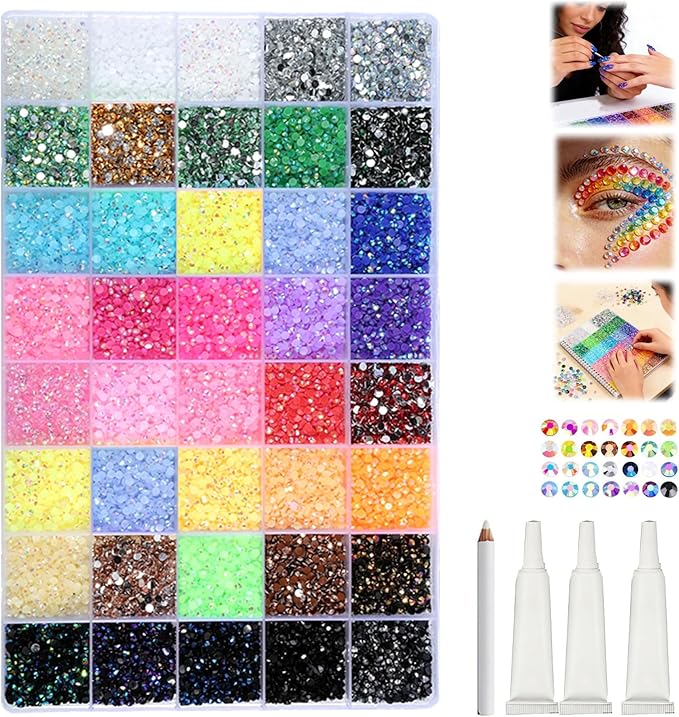 Resin Jelly Rhinestones for Crafting,Colorful DIY Resin Rhinestone Kit,Colors Jelly Rhinestones for Bedazzling,Resin Rhinestones for Bedazzling Kit for Crafting (32,000 Pcs)