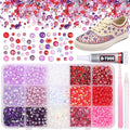 15 Grids Pearls and Resin Rhinestones for Crafting, Purple Red White Bedazzling Gems Kit, Jelly Resin Rhinestones for Nails Face Eyes Makeup Crafts Tumblers Bottles