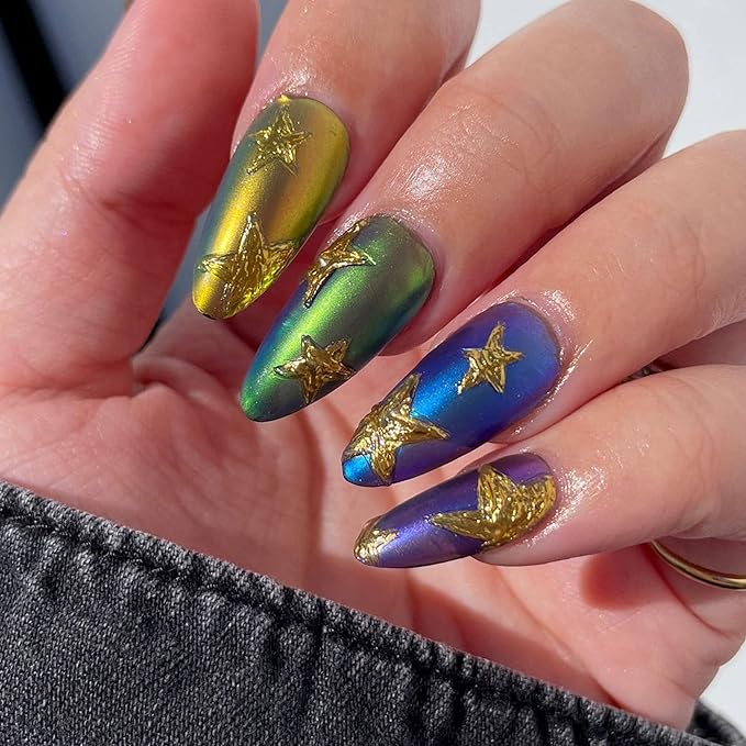 Daily Charme Stardust Chrome Powder (Set) 1g, Iridescent Nail Chrome Powder with Holographic Effect for DIY/Nail Salon Manicure