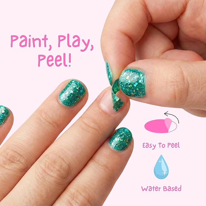 MISS NELLA CHRISTMAS SPARKLE- Peel Off, Odour Free, Water Base & Safe for kids nail polish pack of 3- green (glitter), red & gold (glitter)
