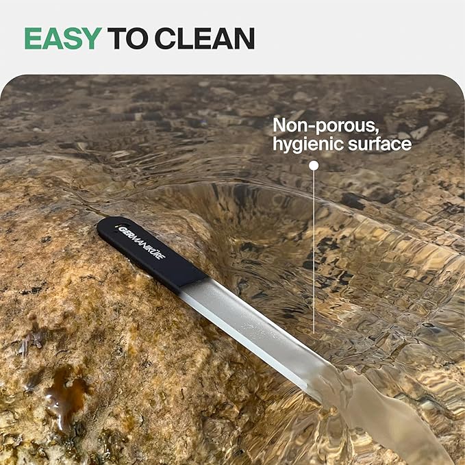GERMANIKURE Glass Nail File in Cork Sleeve - Stay Curious - Professional Crystal Nail File for Natural Nails - Ideal Manicure & Pedicure Tool for Smooth, Easy Shaping - Nail Care Gift