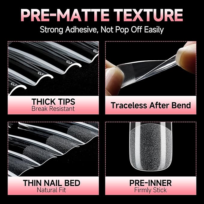 UNA GELLA Nail Tips Square XXL Long: Full Cover Pre-file Square Straignt Gel Nail Tips No C Curve for DIY Press On Nails 216PCS, 12 Sizes Gel Nail Extensions Art Salon