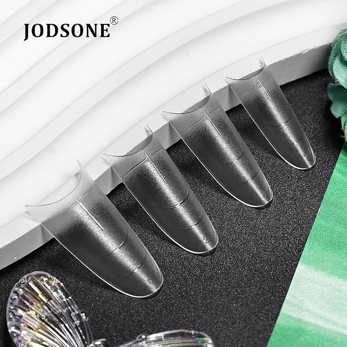JODSONE Medium Oval Fake Press on Nails Pre-shape Round Gel for Half Cover Acrylic Round Oval Extension Nail Tips for DIY at Home 12 Sizes 360Pcs