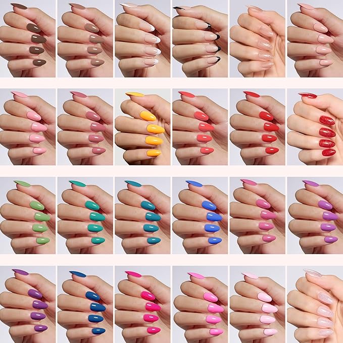 Beetles Press On Nails Kit - Rainbow Gleam | 720Pcs 24 Colors Short Almond Press On Nails | 15 Sizes Matte Glossy Glitter With Nail Glue & Nail Tabs Stickers, Fake Nails Kit Art For Women