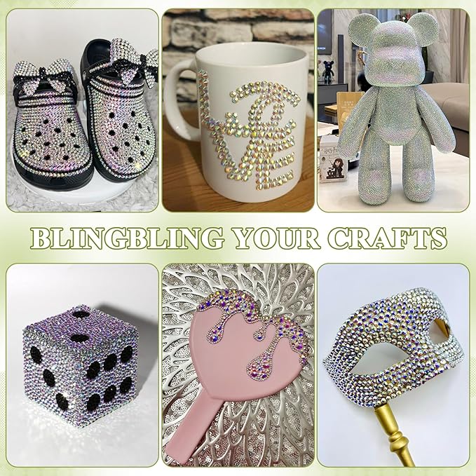 3000PCS SS8/2.5mm Crystal Rhinestones (Crystal AB), Bedazzling Flatback Glass Rhinestones for Crafting, Gems Diomand Charms for Tumbler Shoes Clothing Mugs Nail Art