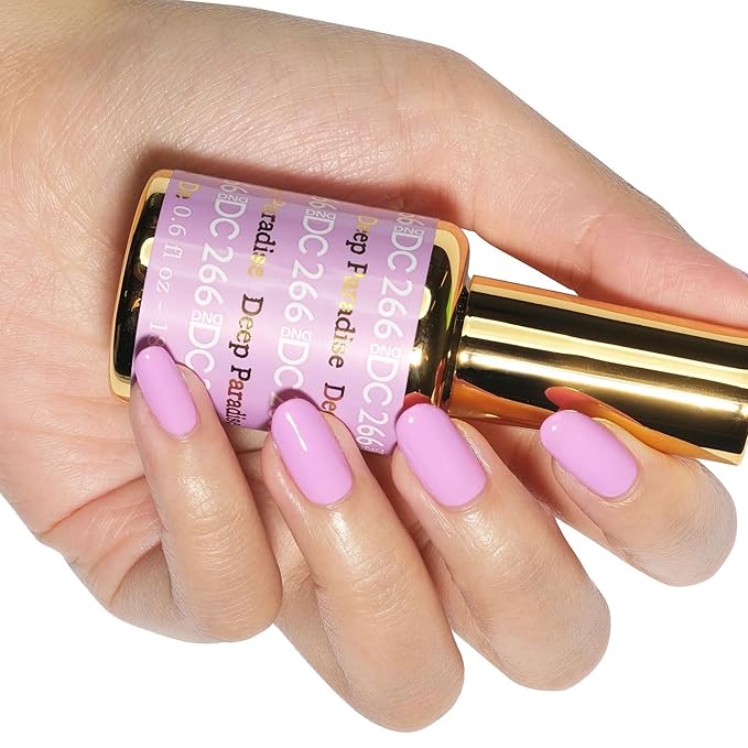 DND DC Gel Polish Set, Purple Collection, UV/LED Gel Polish and Air Dry Nail Lacquer, Matching Chip-Free Polish Duo, 266 Deep Paradise, 0.5 Fl Oz