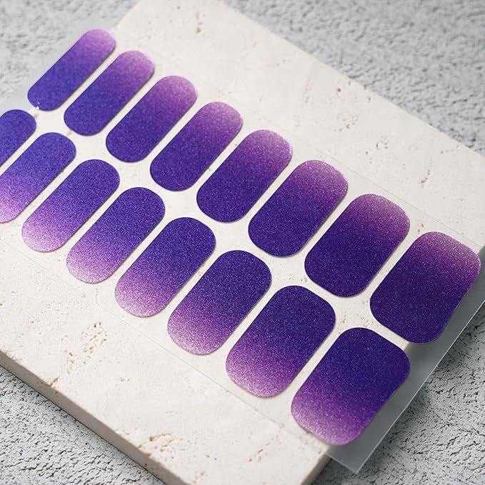Nail Polish Strips, 32PCS Salon Quality Wraps, Long Lasting Gel Nail Stickers for Women Easy Apply& Remove (Galaxy Gleam Purple)