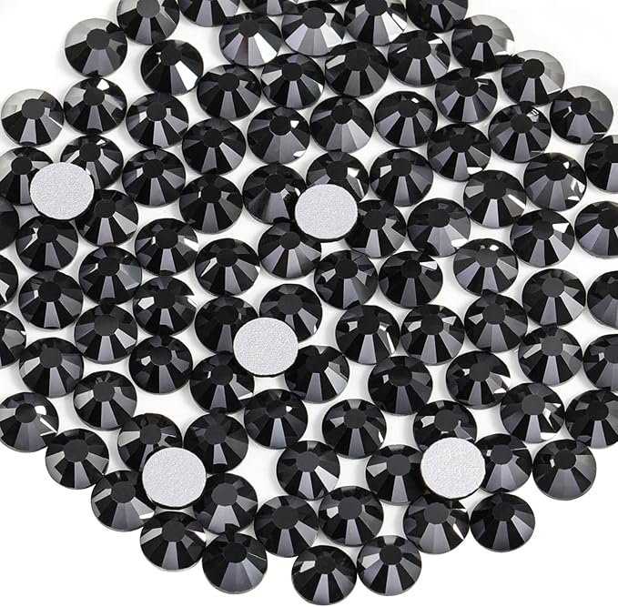 Beadsland 2880pcs Flat Back Crystal Rhinestones Round Gems for Nail Art and Craft Glue Fix, Jet Hematite,SS10,2.7-2.9mm