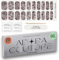Semi Cured Gel Nail Strips with 20 Pieces - UV Gel Stickers, Manicure Kit, Easy Application Wraps Includes Prep Pads, Nail File, Wooden Stick - UV Light Required (Midnight Lace)